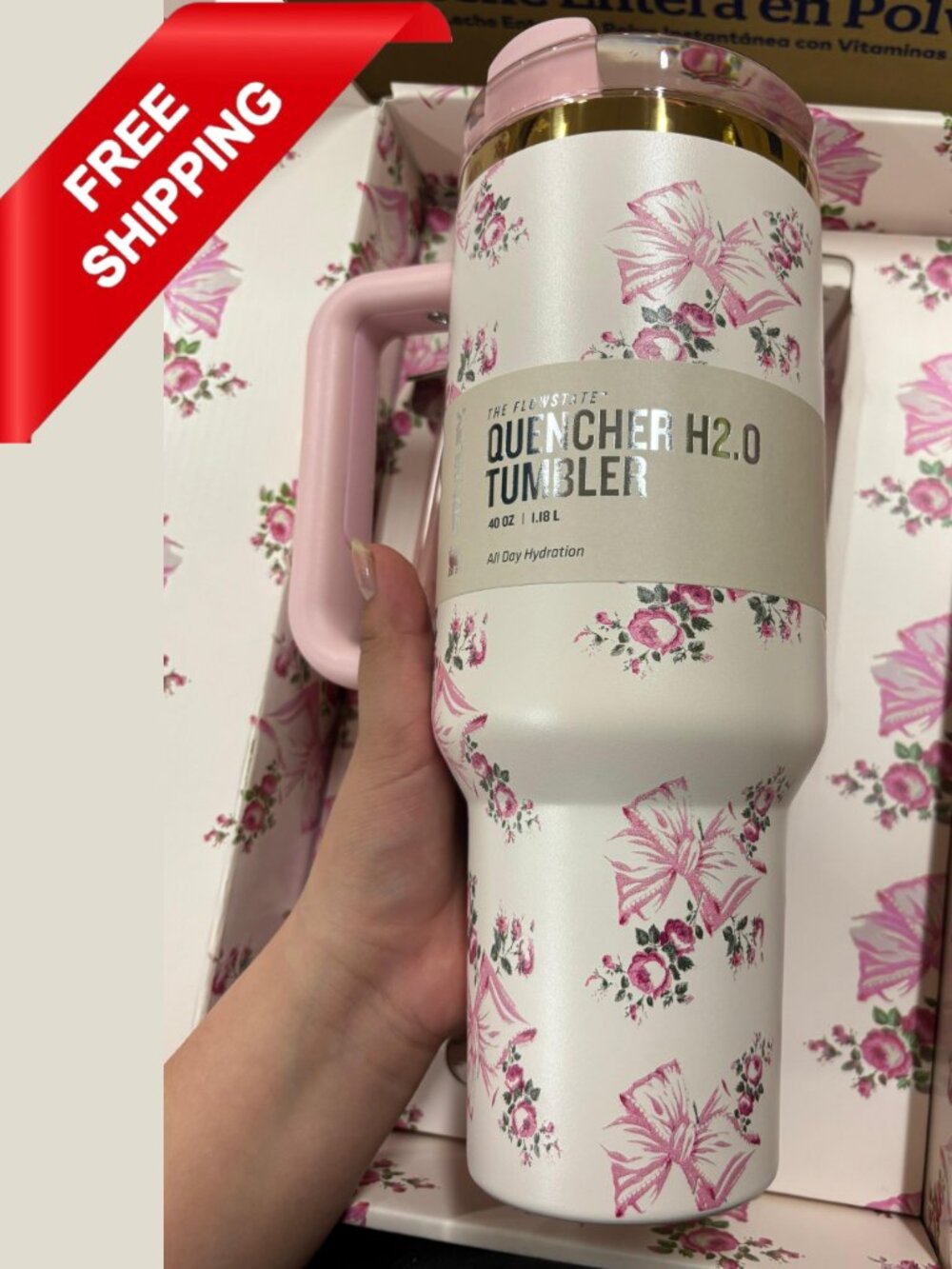 The Stanley X Love Shack Fancy Holiday Quencher 40 OZ-Rosa Beaux Pink -New